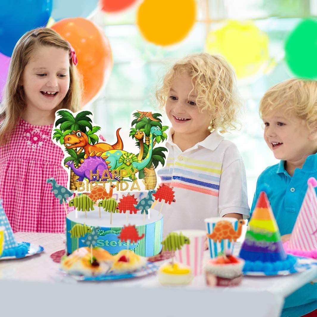 iZoeL 73pcs Dinosaur Cake Toppers for Boys, Dinosaur Cake Decorations Birthday, Happy Birthday Caker Topper - Girls Kids ungle Birthday Party Supplies Baby Shower - 1st 2nd 3rd 4th 5th 6th