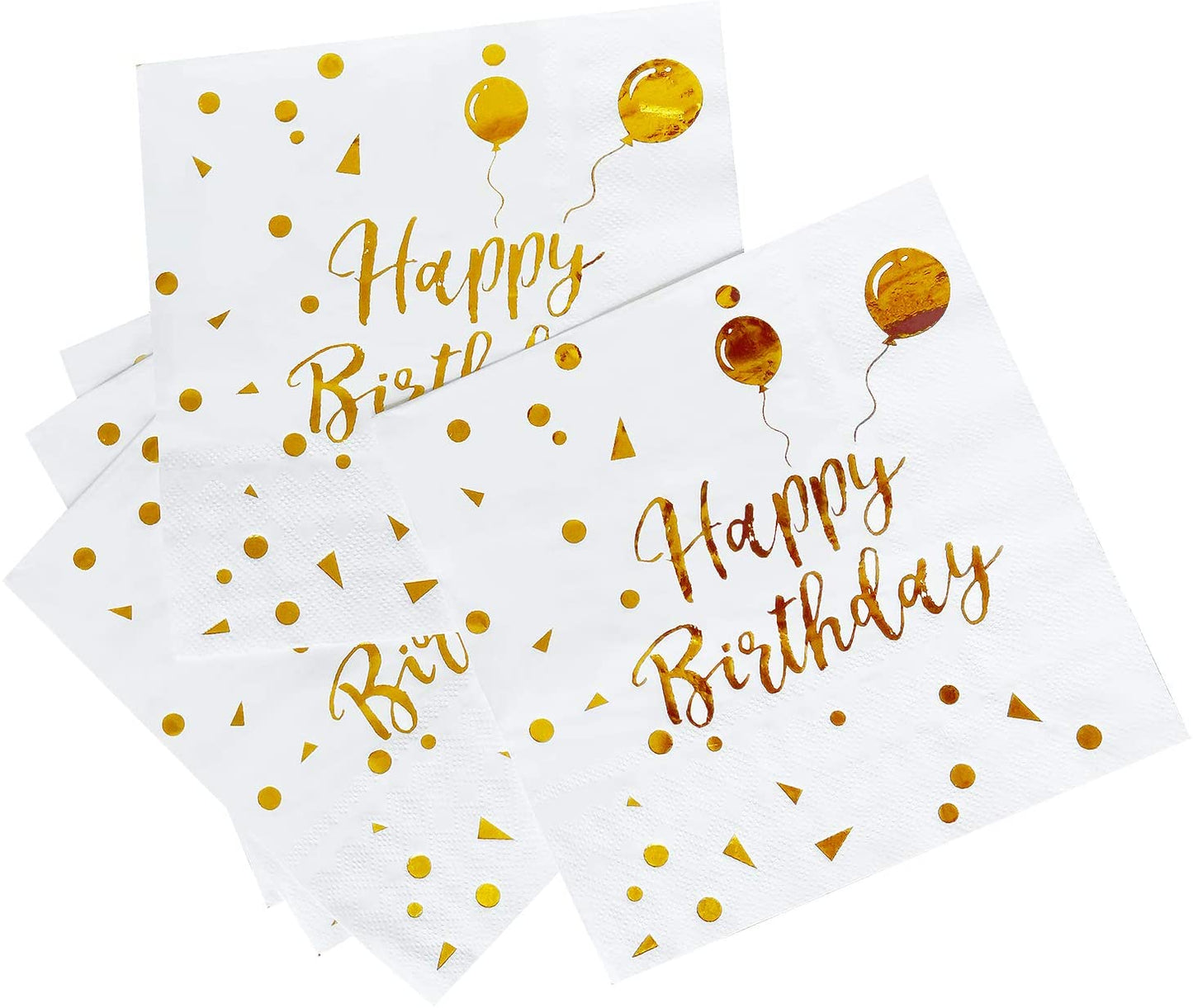 iZoeL Gold Napkins Happy Birthday Napkins 50pcs, Paper Napkin folding 3 Layers Disposable Tableware Dinnerware for Anniversary Dinner Lunch Mans Birthday Party Decoration cocktail Supplies