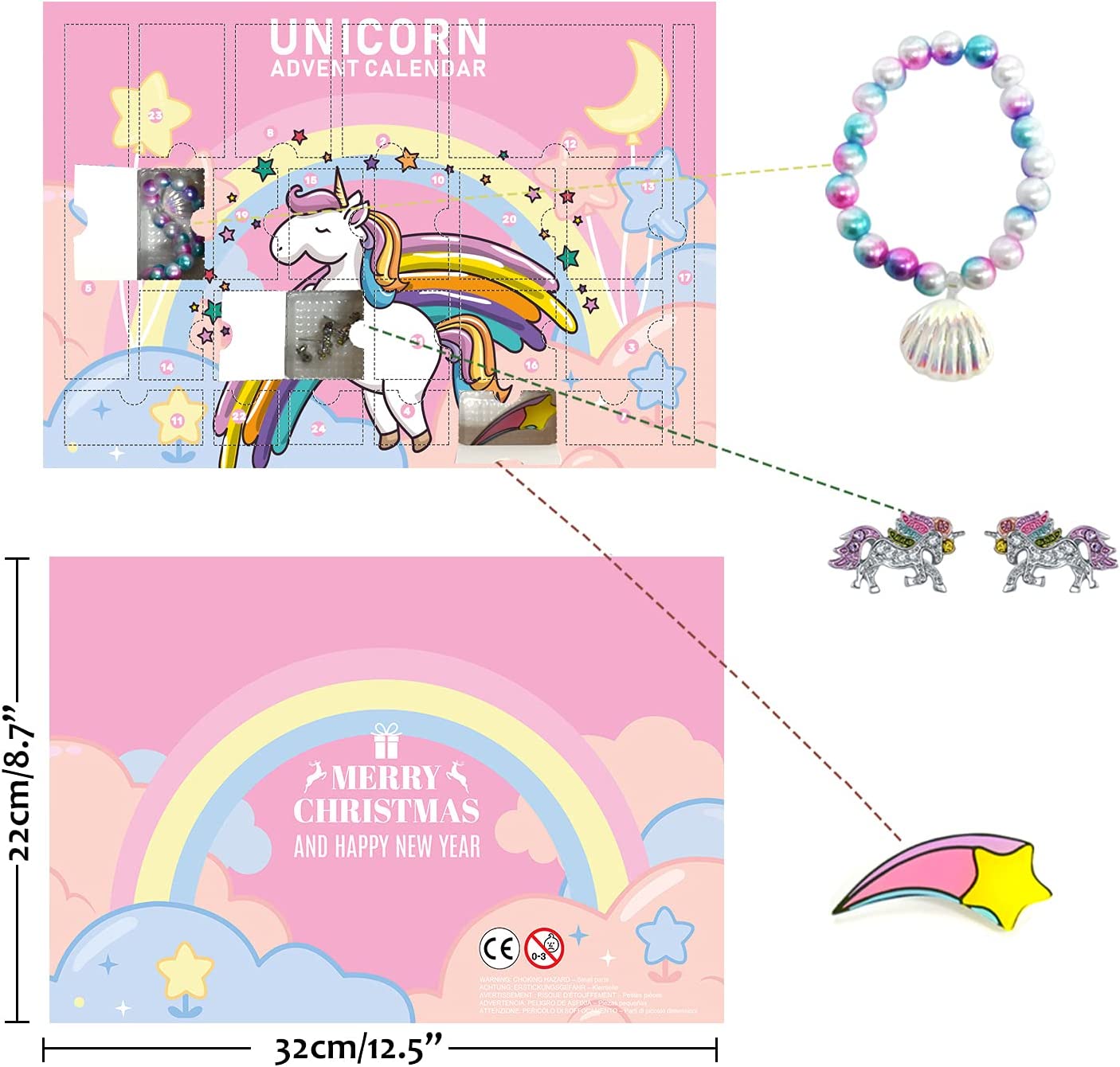 iZoeL Unicorn Advent Calendar 2021 Girls Christmas, 24 Days Novelty Gifts, Jewelry, Unicorn Accessories, Coin Purse, Countdown Days to Christmas Holiday, Xmas Surprise Gift for Girls Kids