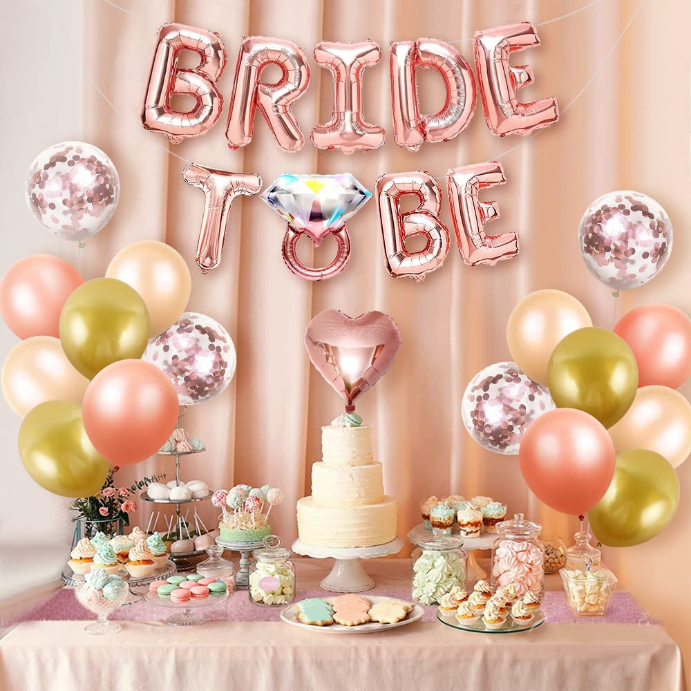 iZoeL Hen Party Decoration, Hen Party Accessories, Rose Gold Bride To Be Banner, Bride To Be Veil, Bride Headband Tiara, Hen Party Photo Booth Props, Tattoos Team Bride, Confetti Balloons - Hen Do