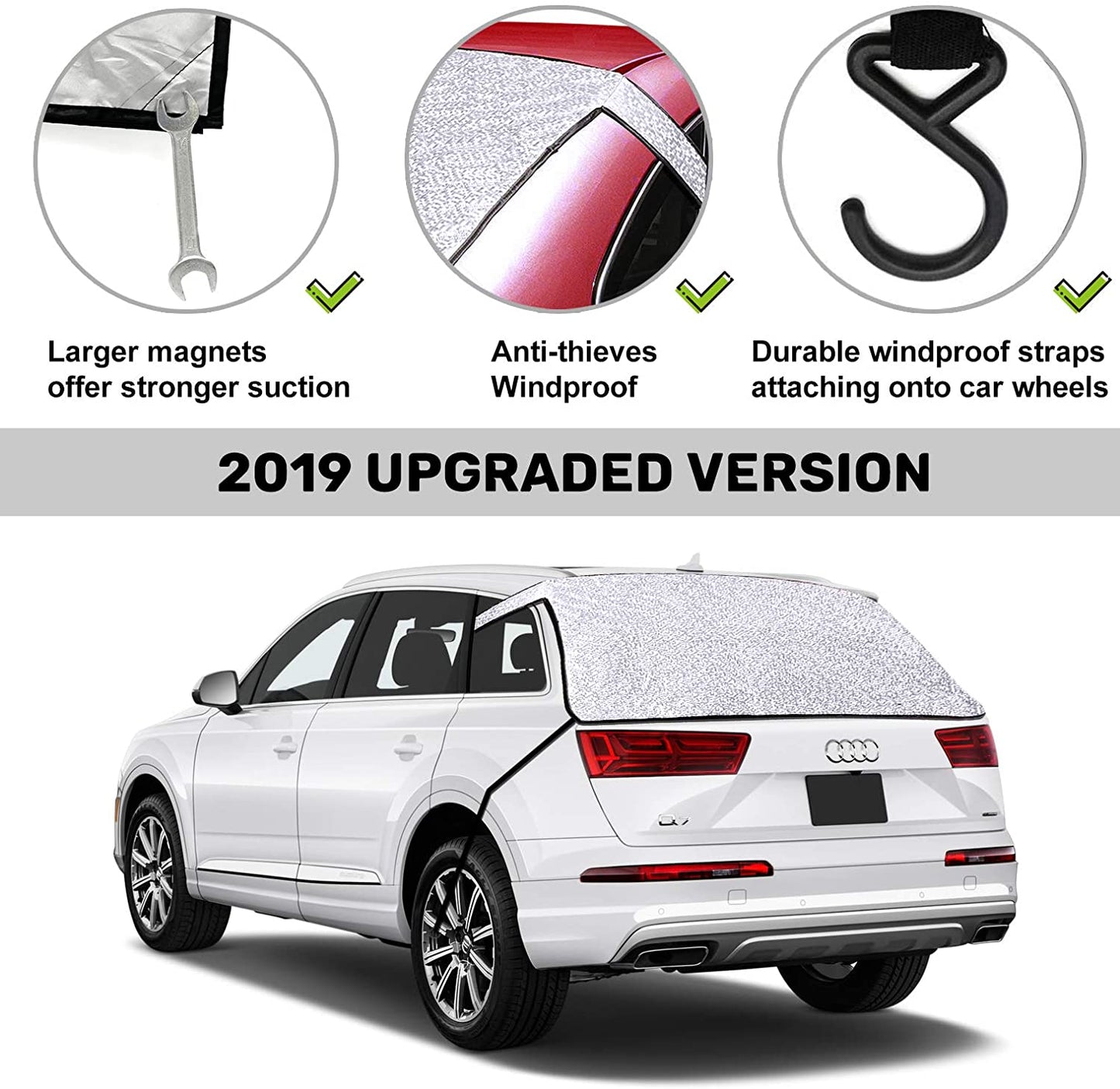 iZoeL Car Rear Windscreen Cover Snow Frost Magnetic 3 Magnets Snow Cover Rear Screen Shade for Car SUV Truck Vans
