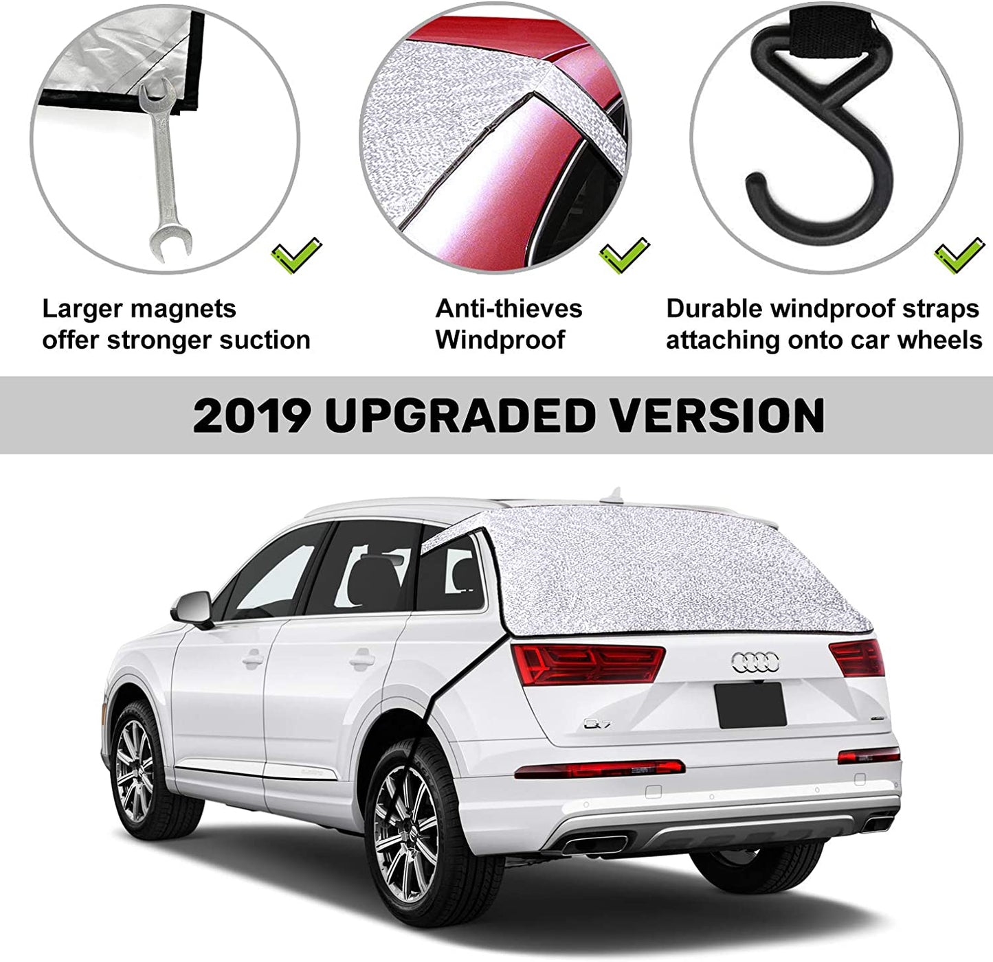 iZoeL Car Rear Windscreen Cover Snow Frost Magnetic 3 Magnets Snow Cover Rear Screen Shade for Car SUV Truck Vans