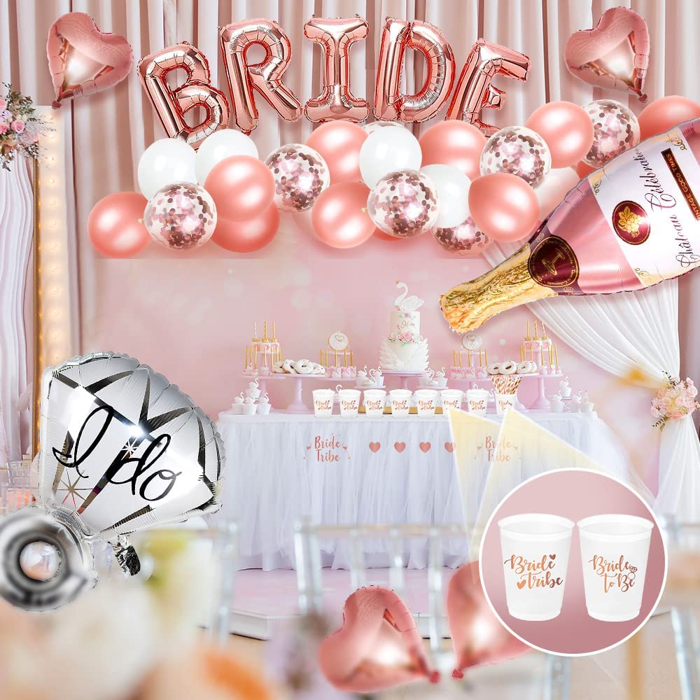 iZoeL Hen Party Accessories, Bride to Be Bride Cups straws, Sash, Veil, Tiara, Curtains, Champagne Ring, Cups, Straws, Tattoos, Tattoos Team Bride, Balloon Pump - Hen Do Decoration