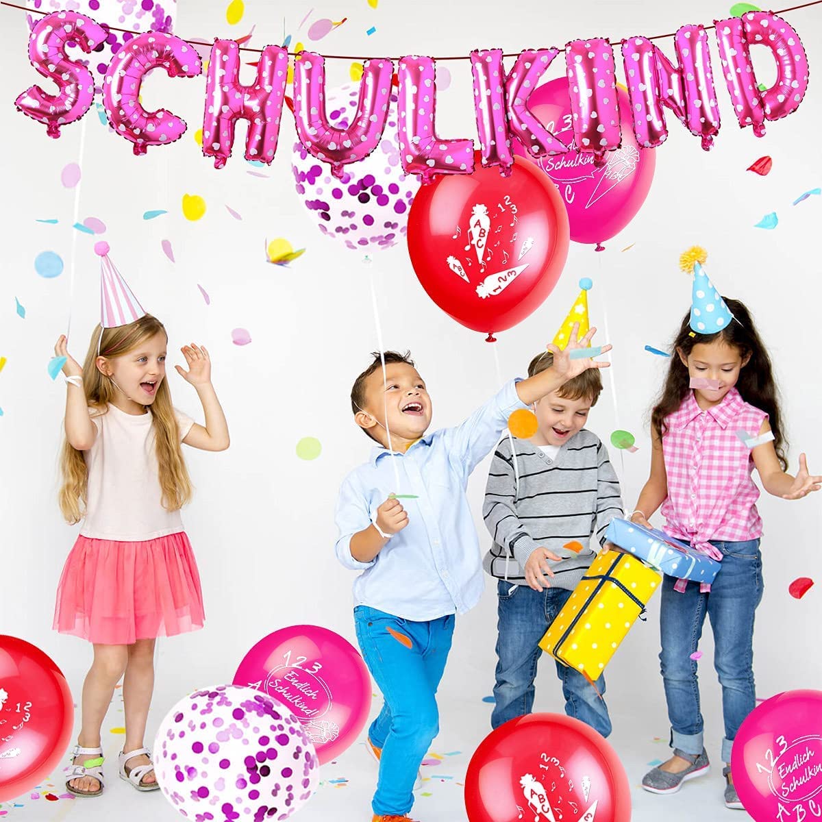iZoeL Schuleinführung Schulanfang Einschulung SCHULKIND foil balloons rose latex balloons for girls 379-2