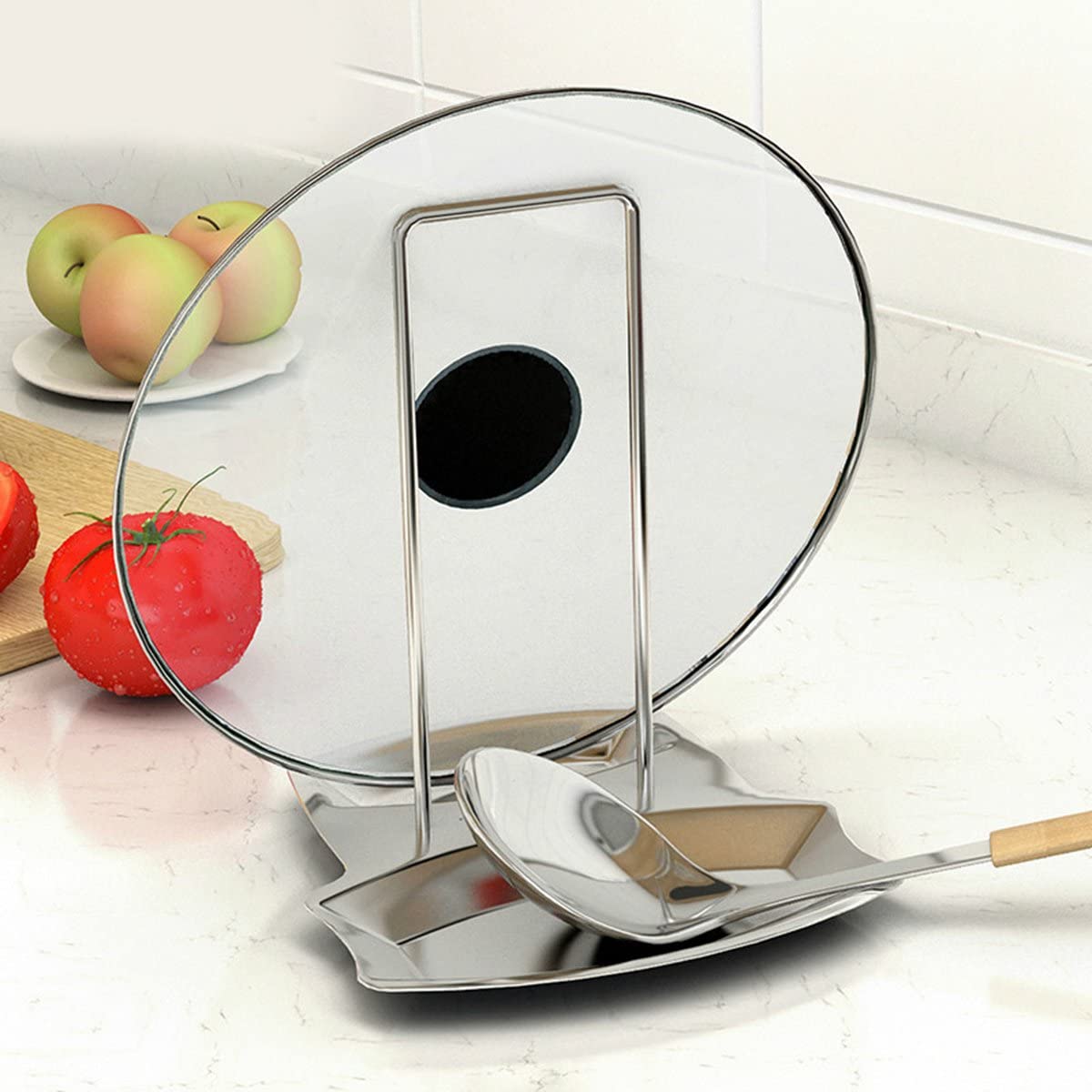iZoeL Stainless Steel Spoon Rest with Lid Stand Steady Kitchen Organizer