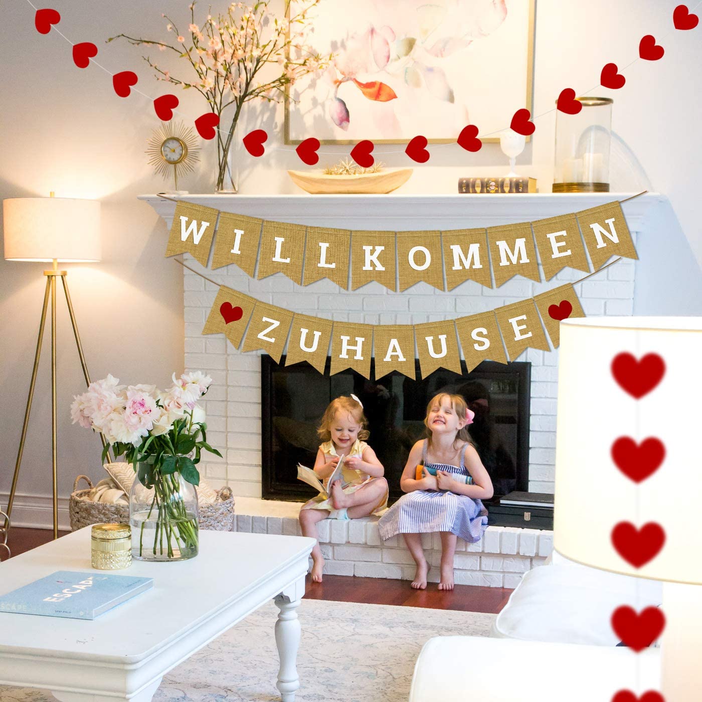 iZoeL Willkommen Haus Banner Karton Papier Girlande