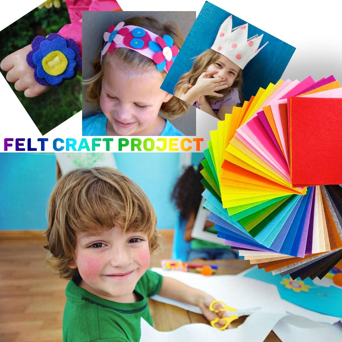 iZoeL Kids Felt Pipe Cleaners Craft Set 2000pcs Googly Eyes Pom Poms Sequins Flowers Match Sticks Popsicle Sticks Girls Boys Adults Art Craft Supplies DIY Project Birthday Party Gifts