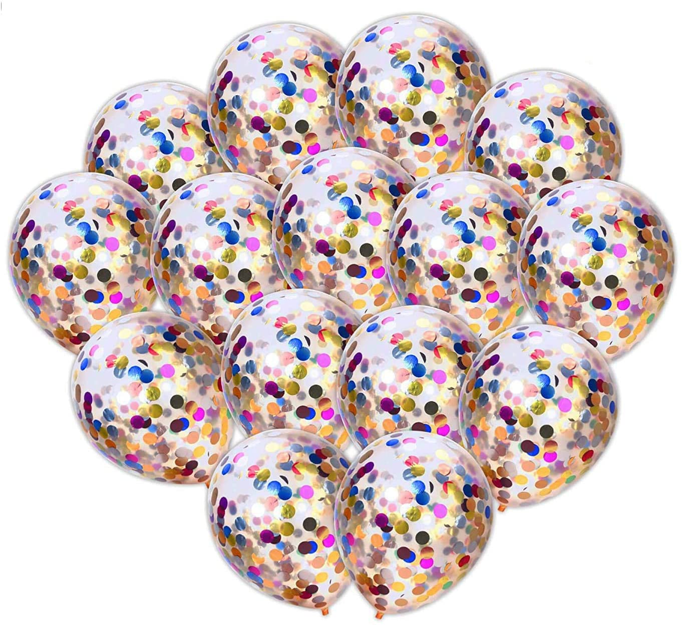 iZoeL Confetti Balloons 30pcs 12" Latex Balloons Prefilled Rainbow Glitter Confetti for Wedding Birthday Proposal Party Decoration