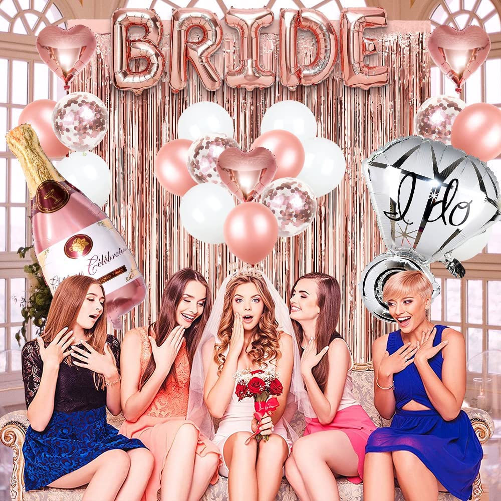 iZoeL Hen Party Accessories, Bride to Be Bride Cups straws, Sash, Veil, Tiara, Curtains, Champagne Ring, Cups, Straws, Tattoos, Tattoos Team Bride, Balloon Pump - Hen Do Decoration
