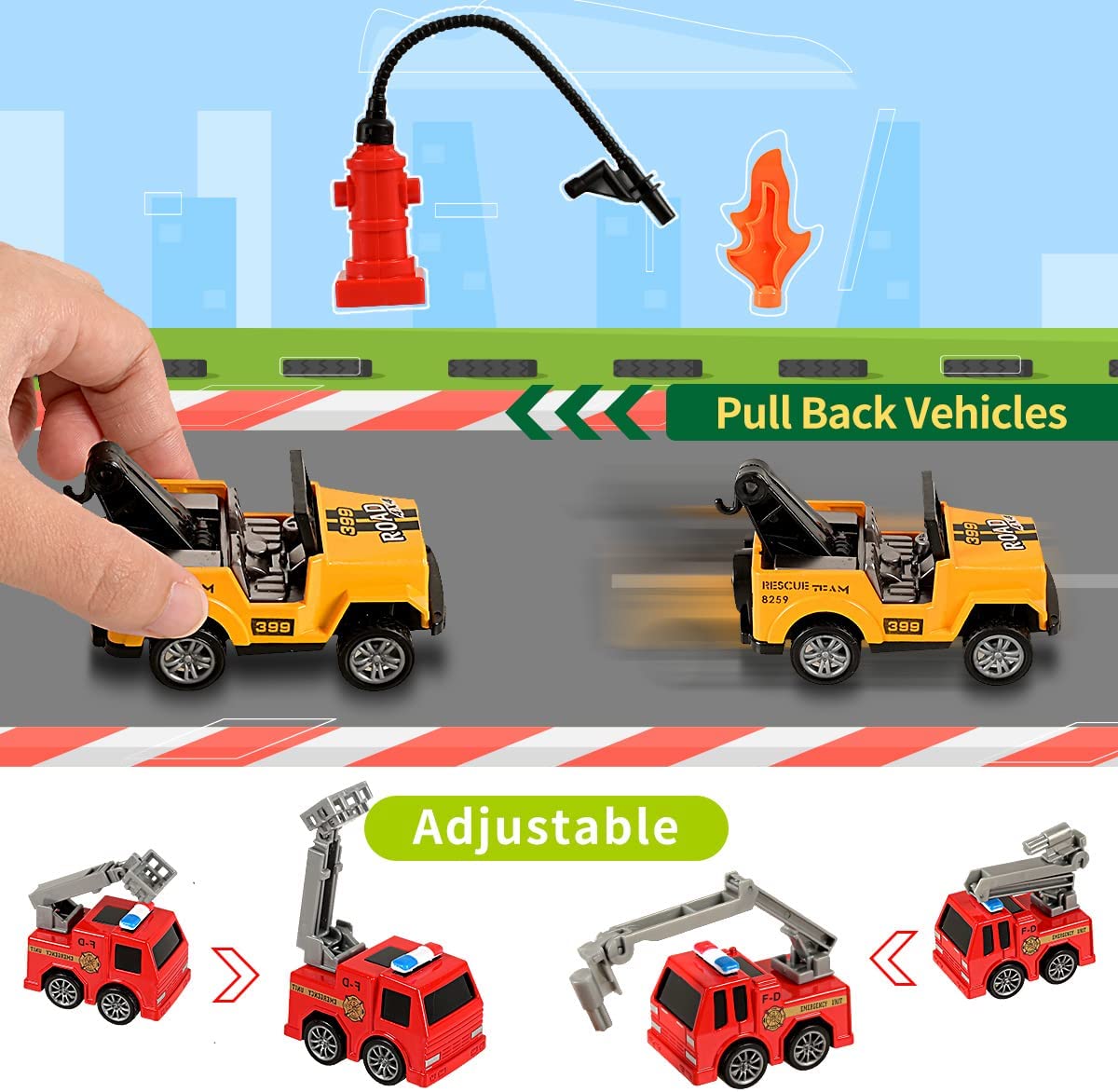 iZoeL Cars Advent Calendar for Kids Boys 2022 Christmas, 24 Pull Back Vehicles Helicopter Construction Vehicles Fire Truck Car Countdown Days to Christmas for Son Grandson Girls