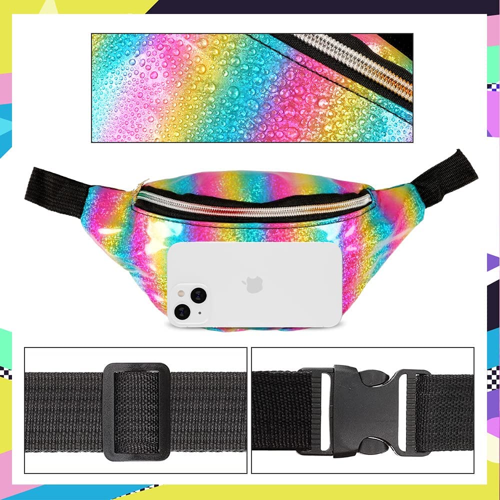 iZoeL 80s Fancy Dress for Women 80s Accessories Halloween Costumes for Kids 80s Outfits for Girls - Waist Packs Headband Wristbands Leg Warmers - Neon 80s Fun Run Teams