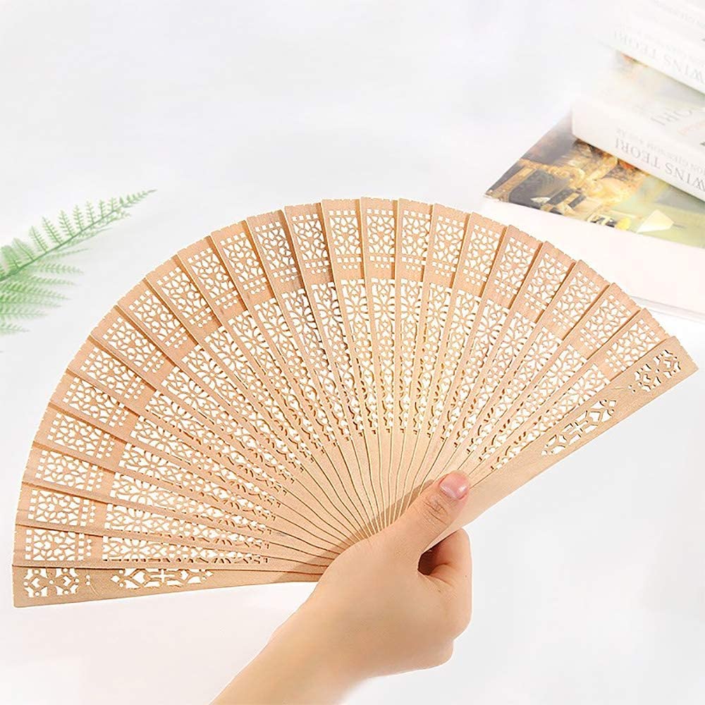 iZoeL Wooden Folding Fans Handheld Folding Fans 12pcs Beige Bamboo Fan Women's Hand Held Holding Fans for Wedding Birthday Party Decoration Walls Idea Gifts Dancing Prop Party Favor