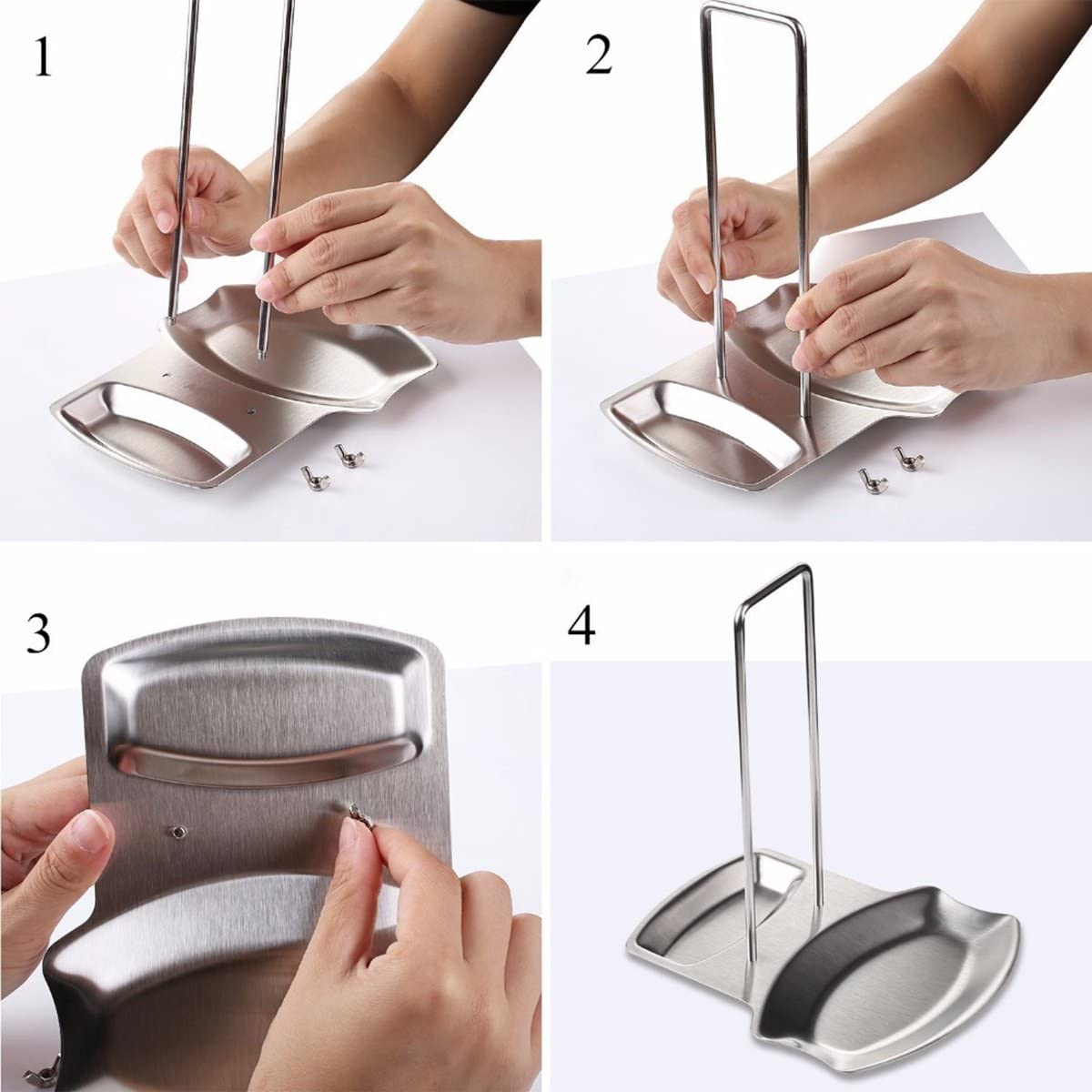 iZoeL Stainless Steel Spoon Rest with Lid Stand Steady Kitchen Organizer