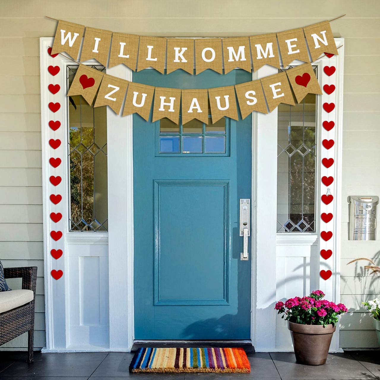 iZoeL Willkommen Haus Banner Karton Papier Girlande