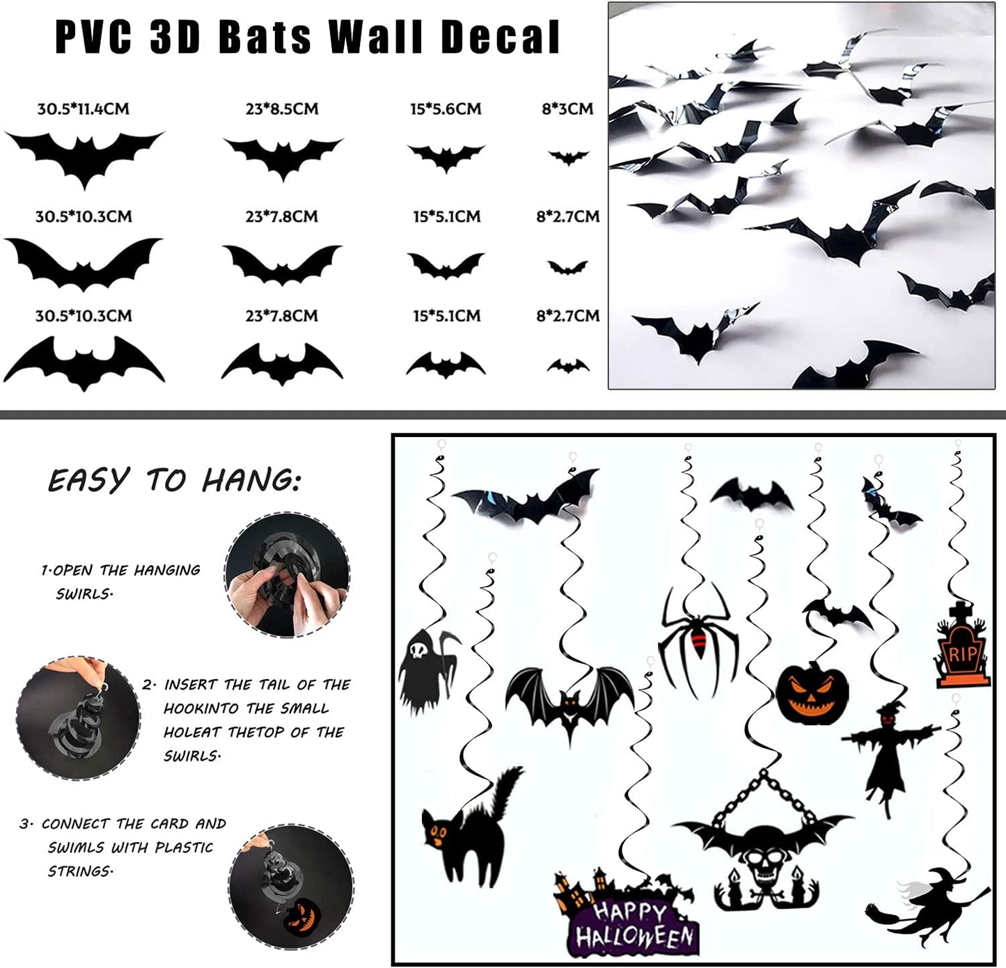 iZoeL Spooky Halloween Balloon Party Decoration Pull Flag Spiral Tablecloth Sticker Spider Crepe Paper