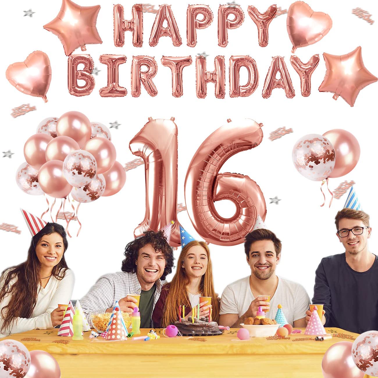iZoeL 16th Rose Gold Birthday Balloon