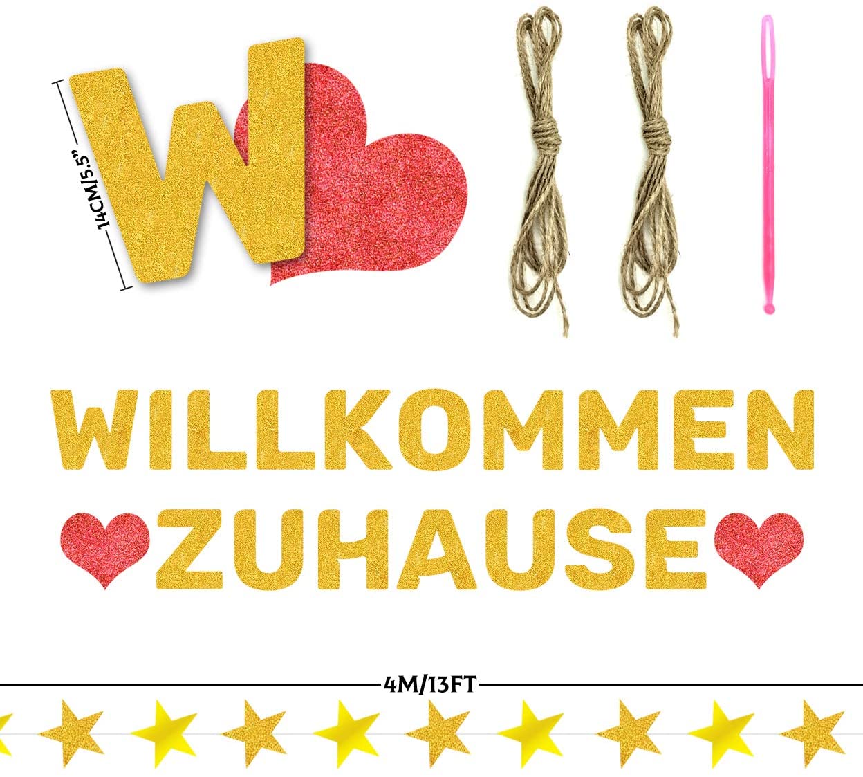 iZoeL Willkommen Haus Banner Glitzer