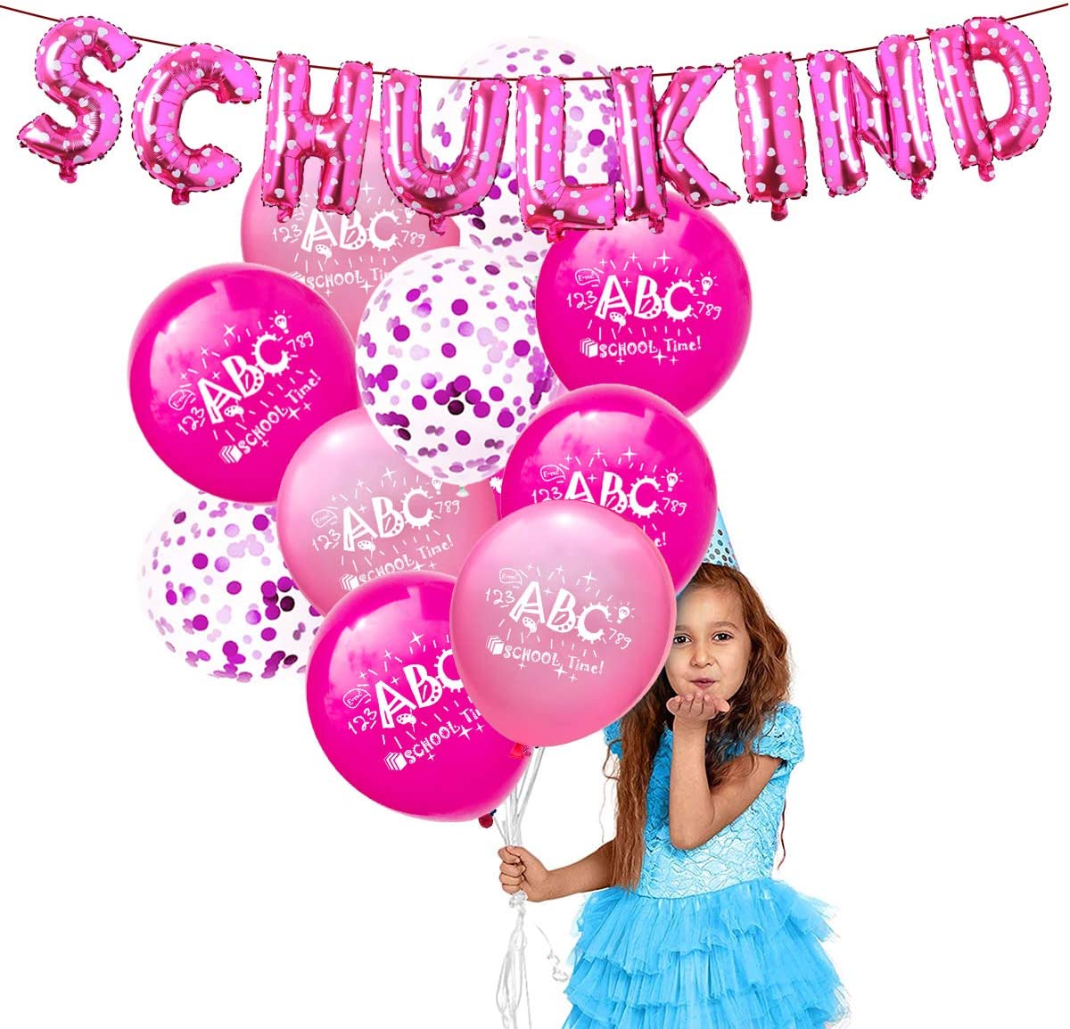 iZoeL Schuleinführung Schulanfang Einschulung SCHULKIND foil balloons rose latex balloons for girls 380-2