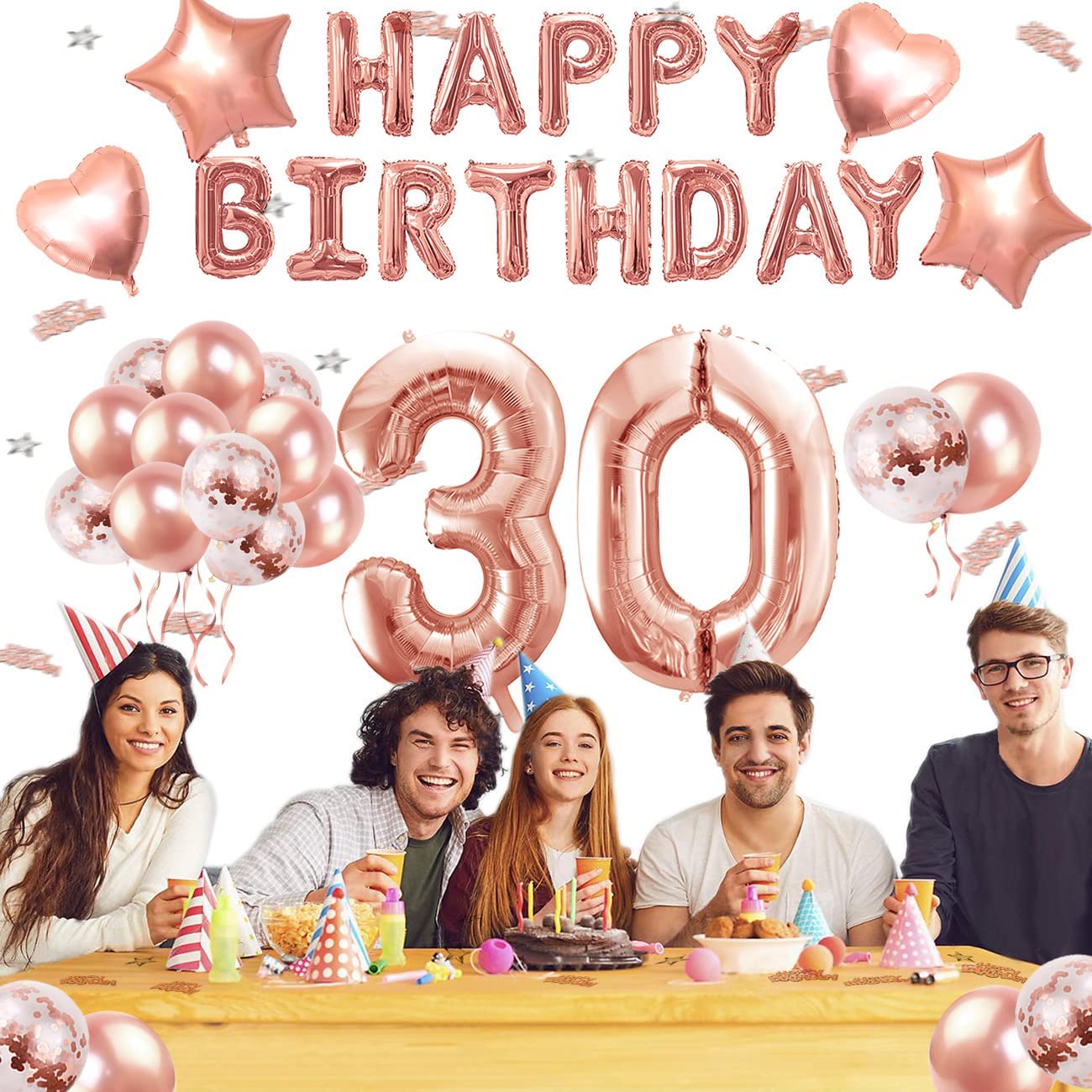 iZoeL 30th Rose Gold Birthday Balloon