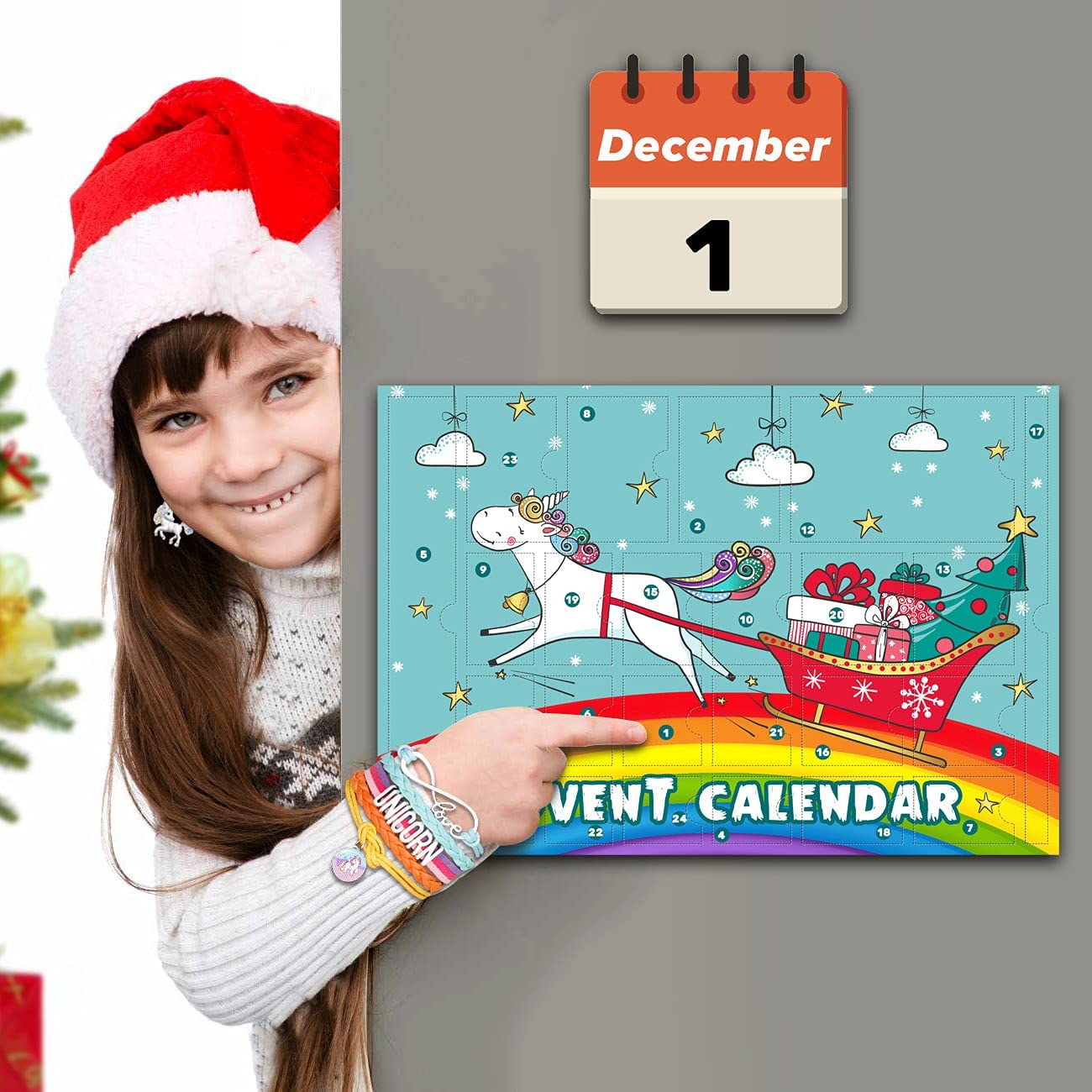 iZoeL Unicorn Advent Calendar for Girl 2022 Christmas, 24 Days Novelty Gifts, Unicorn Stationery, Accessories, Jewelry, Surprise to Countdown Days