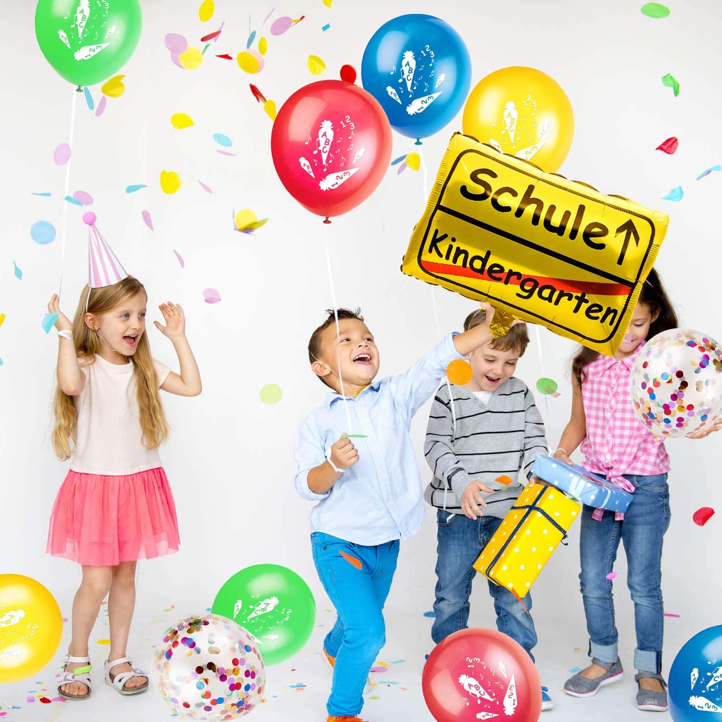iZoeL Schulanfang Schuleinführung 20 ABC 123 Balloons Foil Balloon (blue)