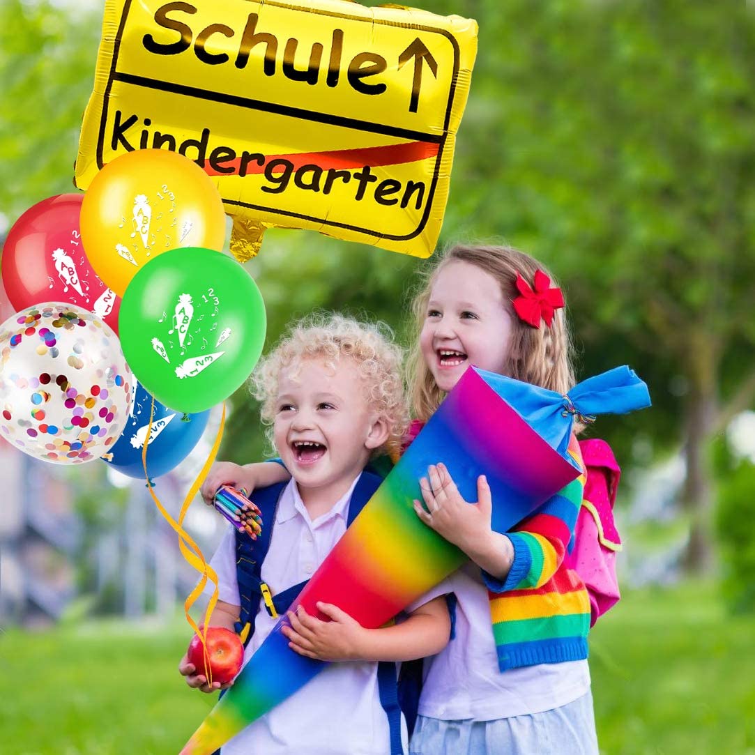 iZoeL Schulanfang Schuleinführung 20 ABC 123 Balloons Foil Balloon (blue)
