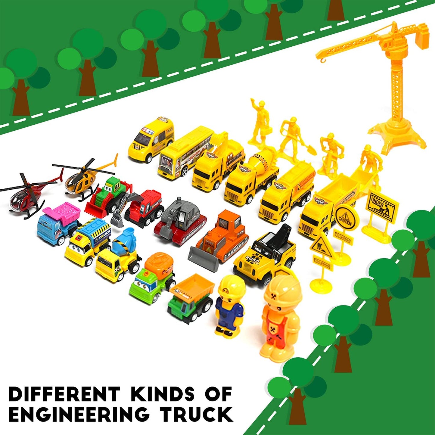 iZoeL Cars Advent Calendar Boy Kids 2021, 24 Pull Back Vehicles as Construction Vehicles School Cars Crane with Game Map for Son Grandson - 24 Christmas Countdown Days to Holiday, Xmas Surprise Gift