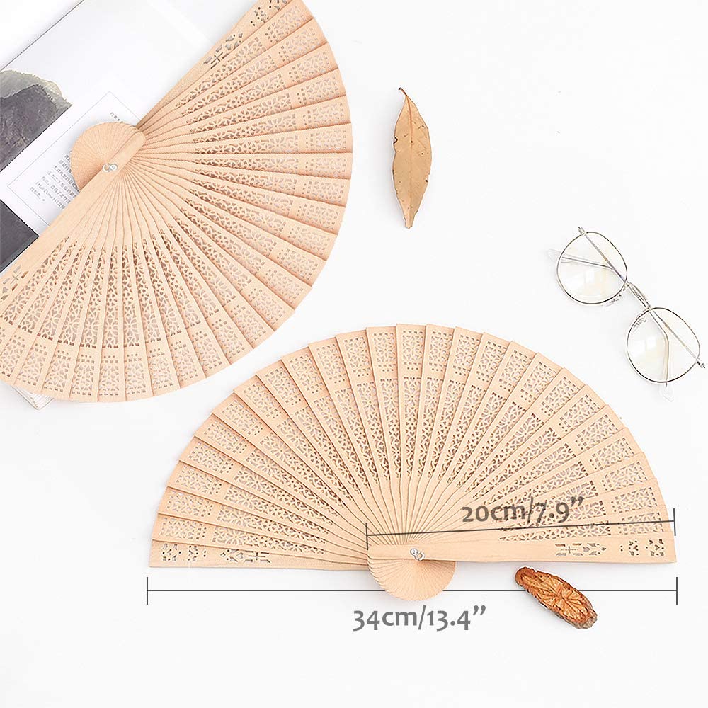 iZoeL Wooden Folding Fans Handheld Folding Fans 12pcs Beige Bamboo Fan Women's Hand Held Holding Fans for Wedding Birthday Party Decoration Walls Idea Gifts Dancing Prop Party Favor