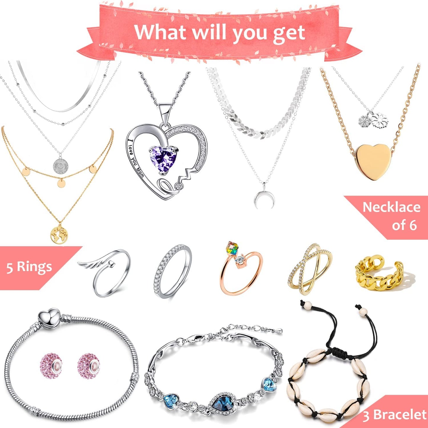 iZoeL Jewellery Advent Calendar 2021 for Women Girls adults, 24 Surprises with Necklace Earrings Rings Bracelets Anklet Jewelry Calendar for Wife Mother Girlfriend Daughter Granddaughter