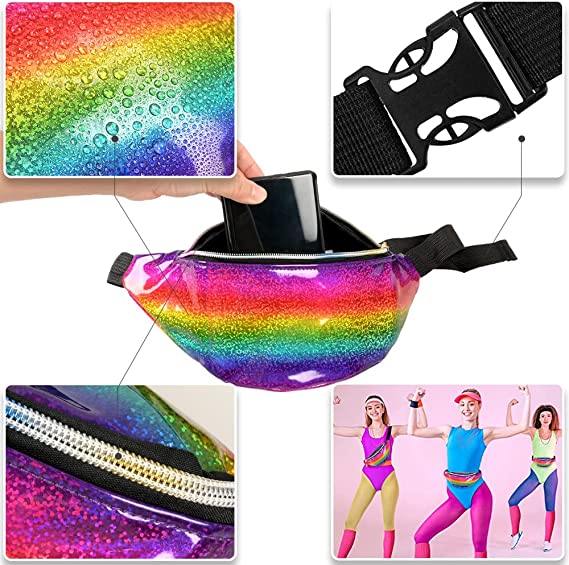 iZoeL 80s Fancy Dress for Women Halloween Costumes for Girls 80s Accessories 80s Costume80s Outfits - Waist Packs Tutu Skirt 4 Layers, Headband Leg Warmers Necklace Bracelets