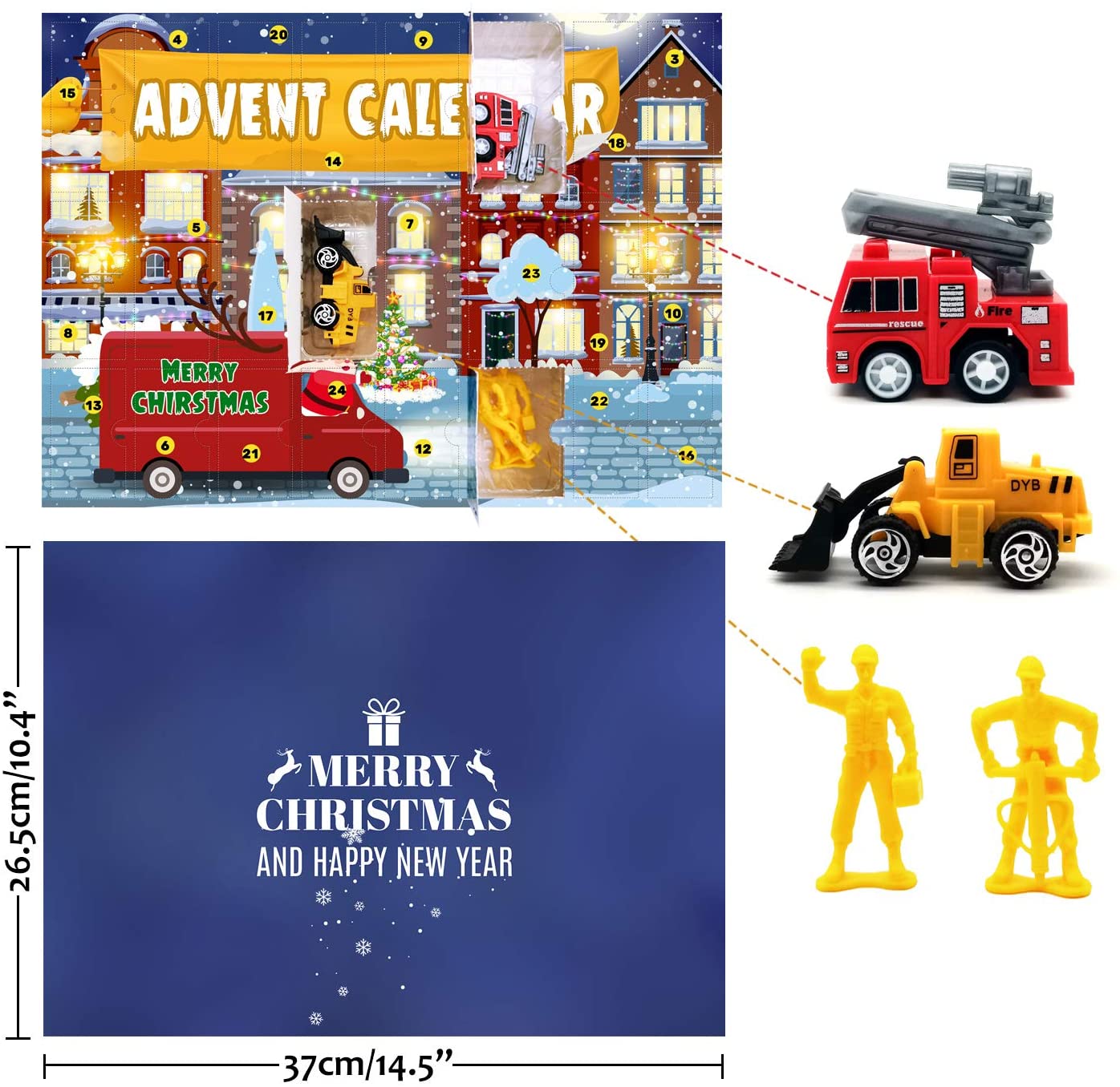 iZoeL Alloy Cars Advent Calendar for Kids Boys 2021, Launcher with 24 Vehicles (Plastic)