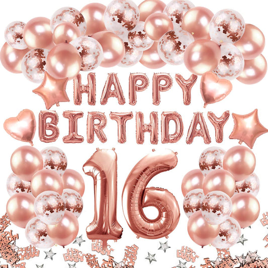 iZoeL 16th Rose Gold Birthday Balloon