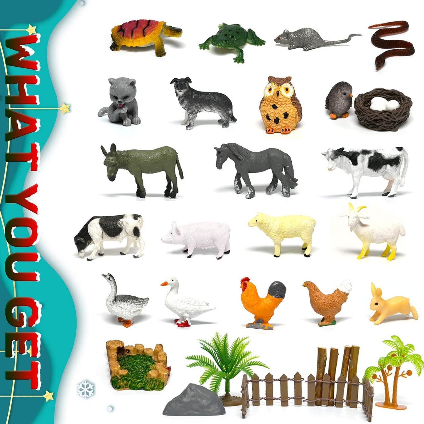 iZoeL Advent Calendar 2021 Kids Farm Animals Christmas, 24 Realistic Animals Figures Playset Countdown Days to Christmas Holiday, Xmas Surprise Gift for Boys Kids Girls Teens