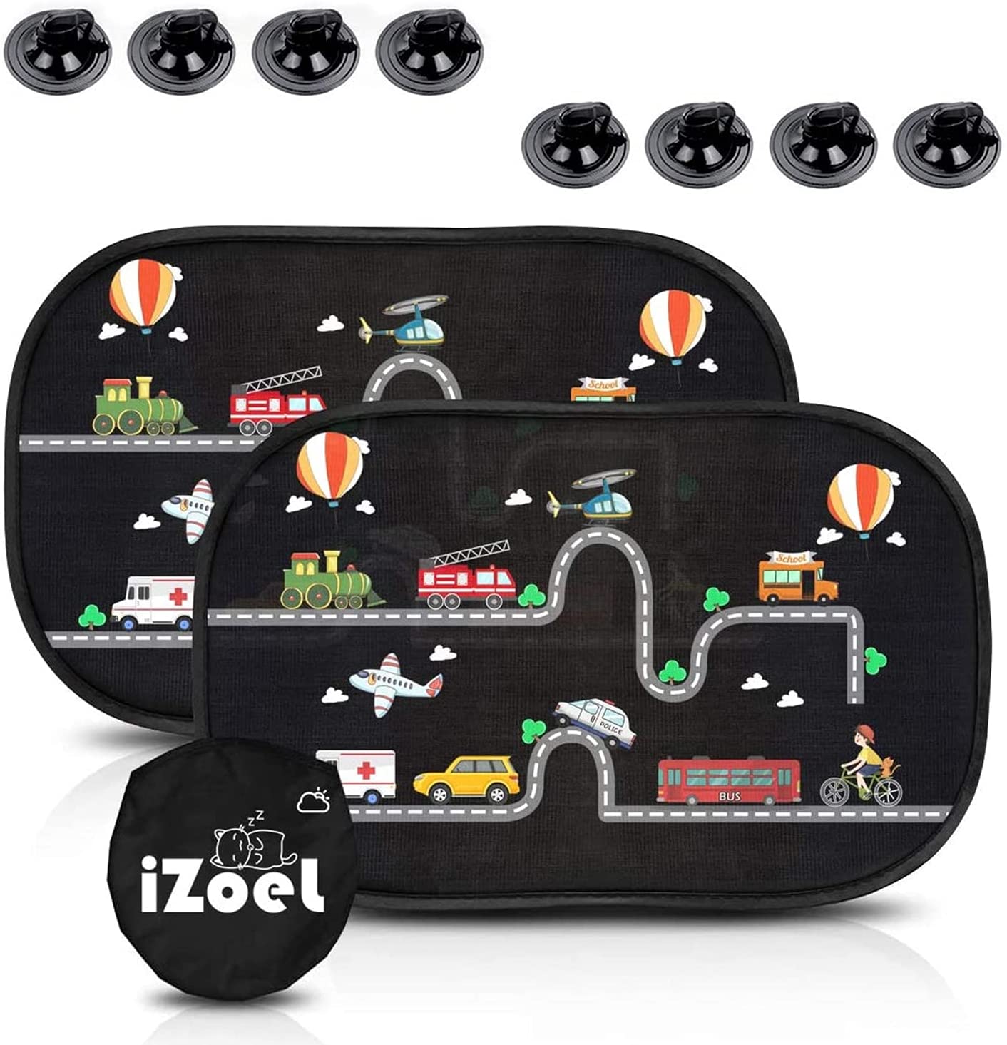 iZoeL Car Sun Shade for Baby Kids 2 Pack, Static Cling Side Window Car Annimal Lion, 80GSM Rear Sunshades Universal with 8 Suction Cups and Storage Bag - Sun Glare and UV Rays ProtectionProtection