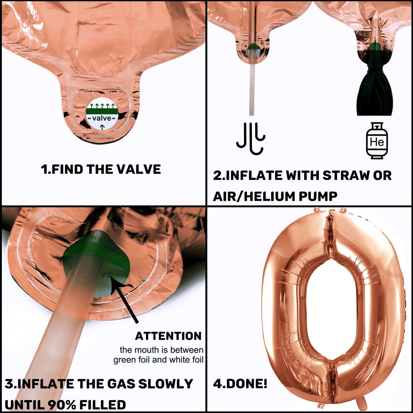 iZoeL Number 18/21/30/40/50/80 helium incl.4pcs XXL and Small Rose Gold balloon, 30g 50 Number Confetti,20g Happy Birthday Table Confetti, Birthday Anniversary Party Decoration(Rose Gold 50)