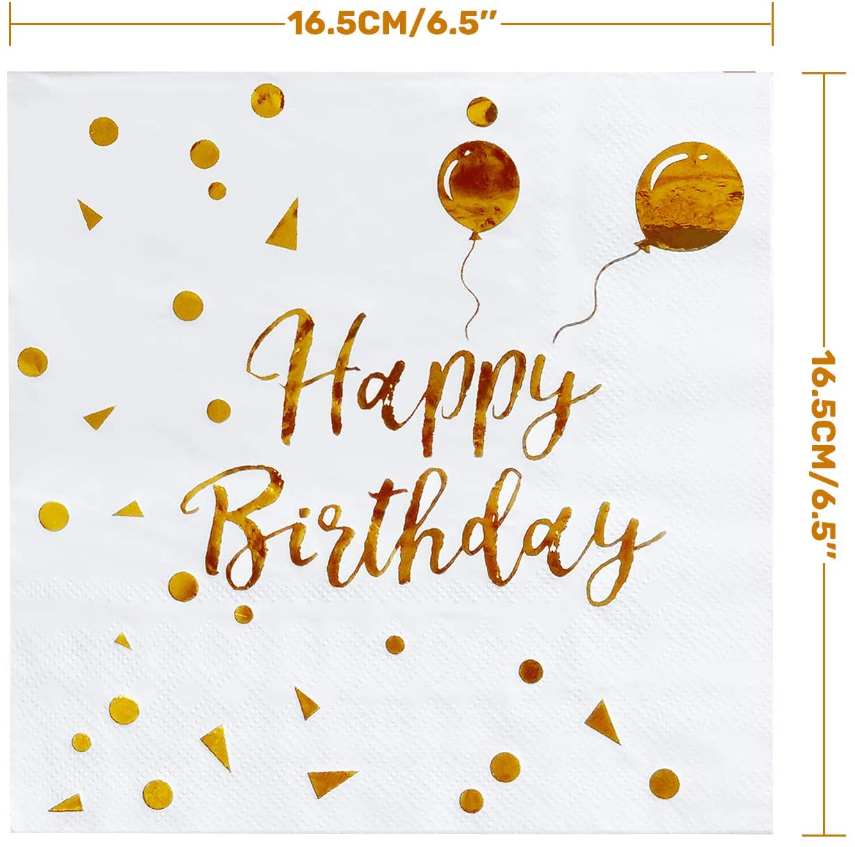 iZoeL Gold Napkins Happy Birthday Napkins 50pcs, Paper Napkin folding 3 Layers Disposable Tableware Dinnerware for Anniversary Dinner Lunch Mans Birthday Party Decoration cocktail Supplies