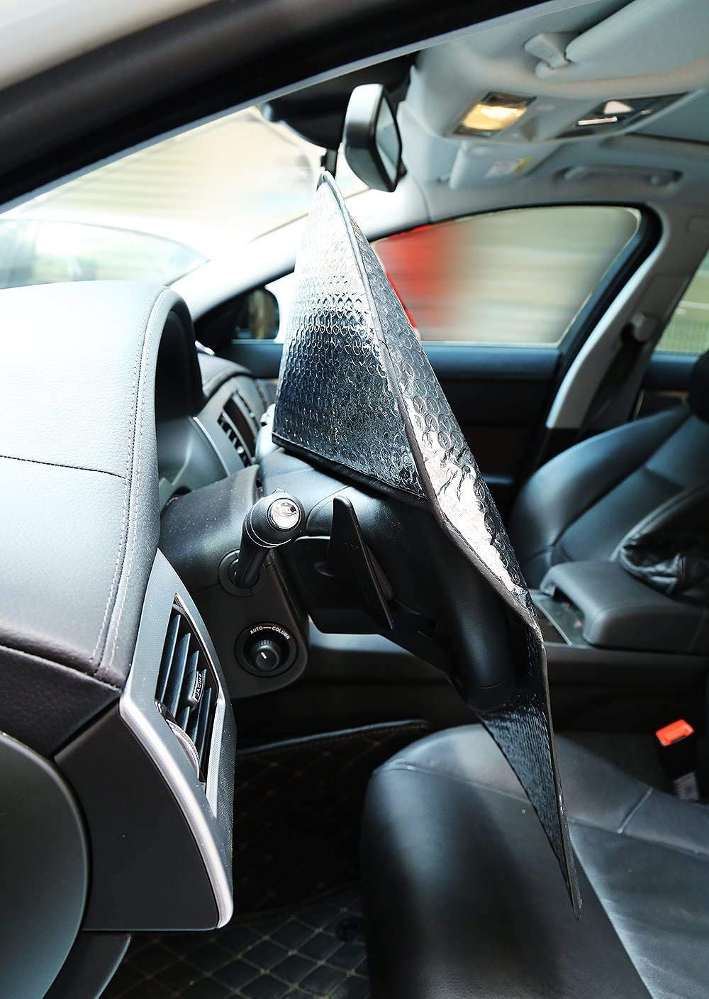 iZoeL Steering Wheel Sun Protector Shade Covers 50cm*46cm fit all Cars + 2 pcs Side Window Sun Shade 44*36cm (73)
