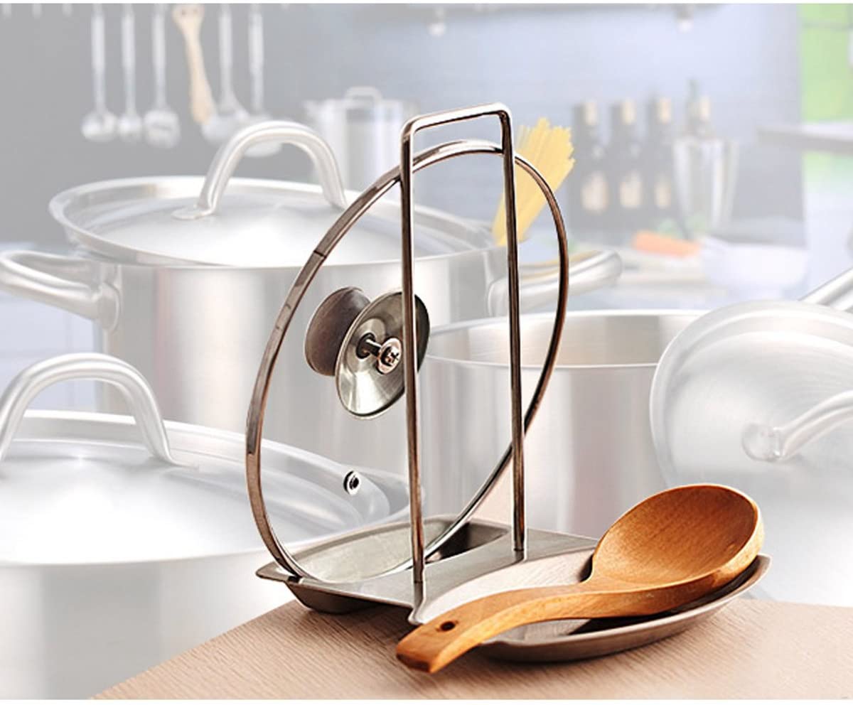 iZoeL Stainless Steel Spoon Rest with Lid Stand Steady Kitchen Organizer