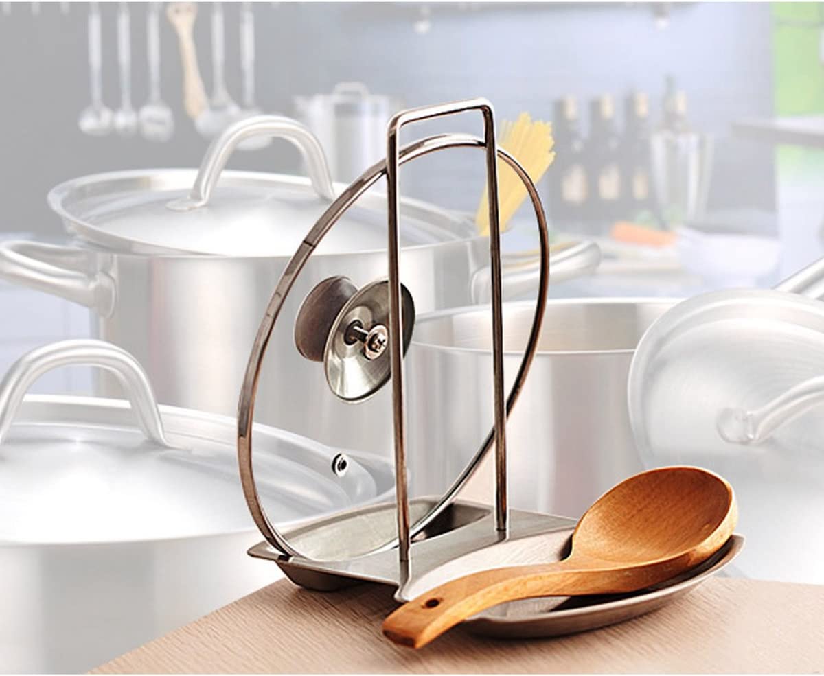 iZoeL Stainless Steel Spoon Rest with Lid Stand Steady Kitchen Organizer