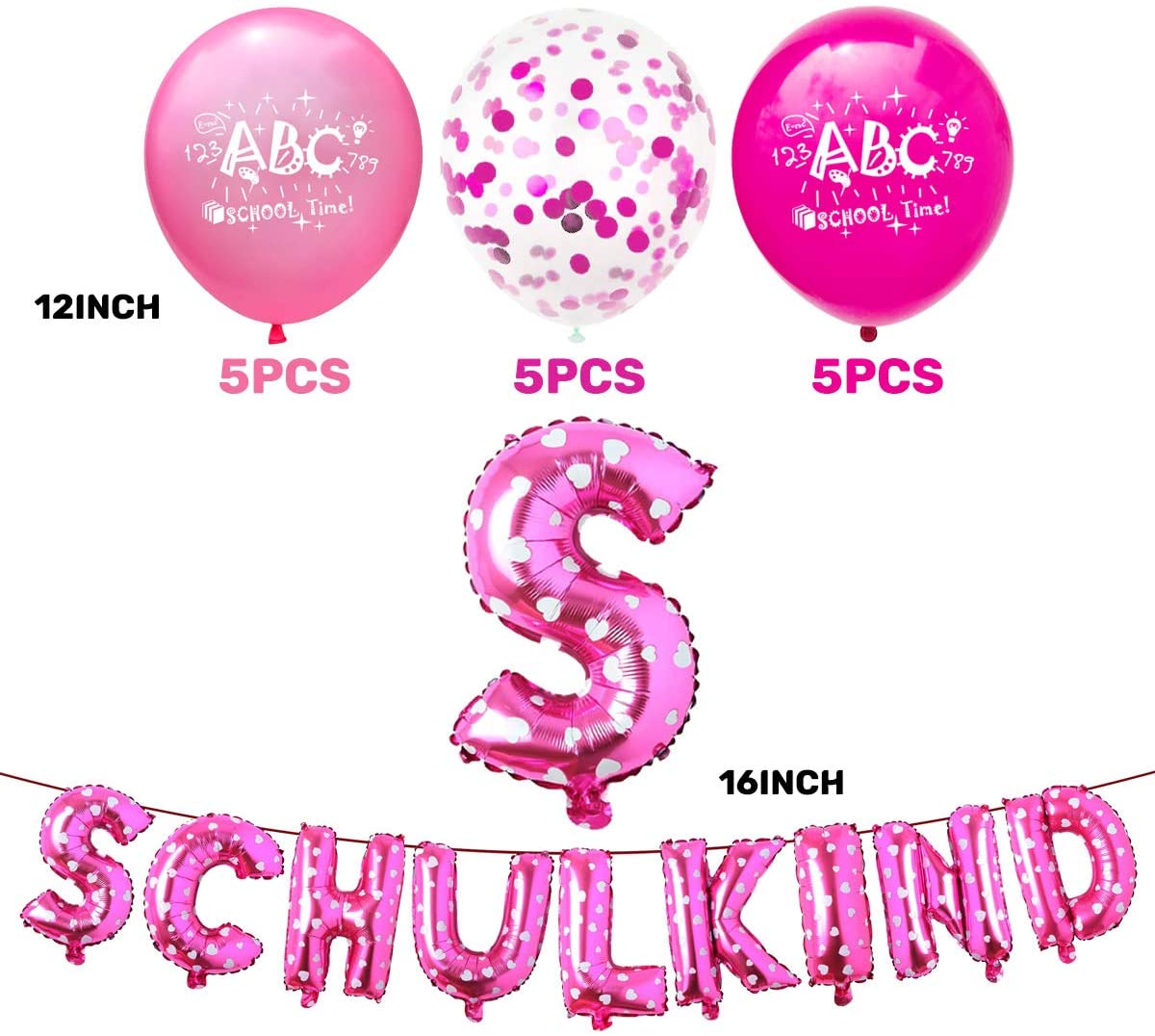 iZoeL Schuleinführung Schulanfang Einschulung SCHULKIND foil balloons rose latex balloons for girls 380-2