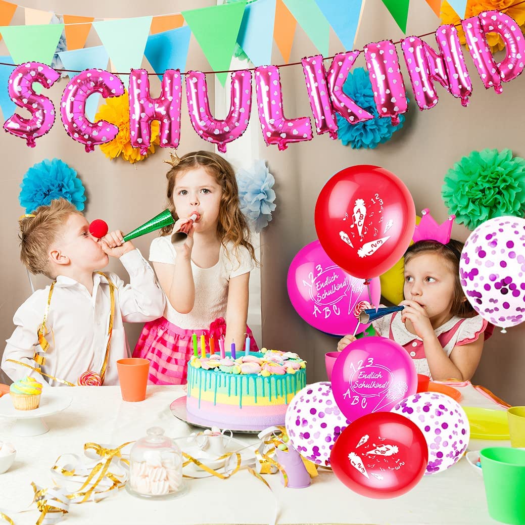 iZoeL Schuleinführung Schulanfang Einschulung SCHULKIND foil balloons rose latex balloons for girls 379-2