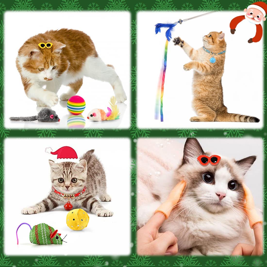 iZoeL Cat Advent Calendar 2022, 24Pcs Interactive Cat Toys for Indoor Cats - Christmas Cat Collars Cat Bow Tie Feather Toys for Cats, Fish Fake Mouse Bell Balls for Cat Christmas Gifts