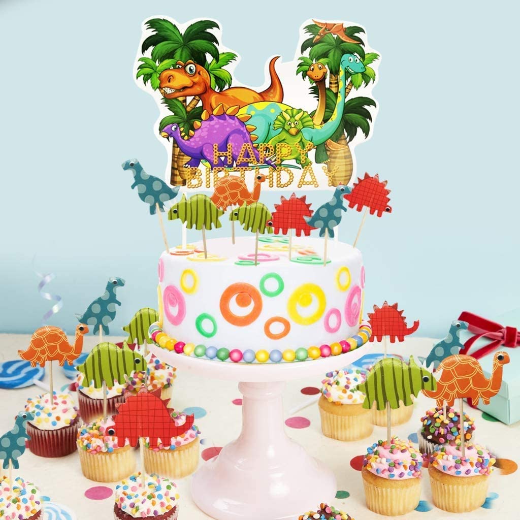 iZoeL 73pcs Dinosaur Cake Toppers for Boys, Dinosaur Cake Decorations Birthday, Happy Birthday Caker Topper - Girls Kids ungle Birthday Party Supplies Baby Shower - 1st 2nd 3rd 4th 5th 6th