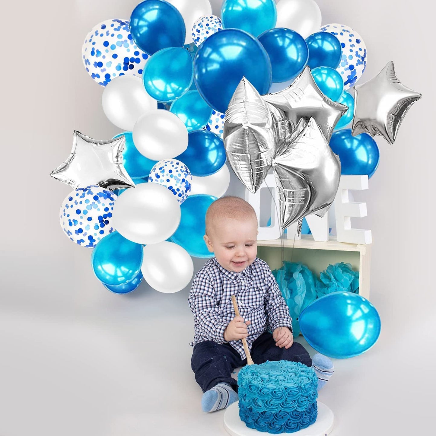 iZoeL Party Balloons 40 Blau Confetti Balloon for Helium Birthday Wedding Baby Shower Decoration