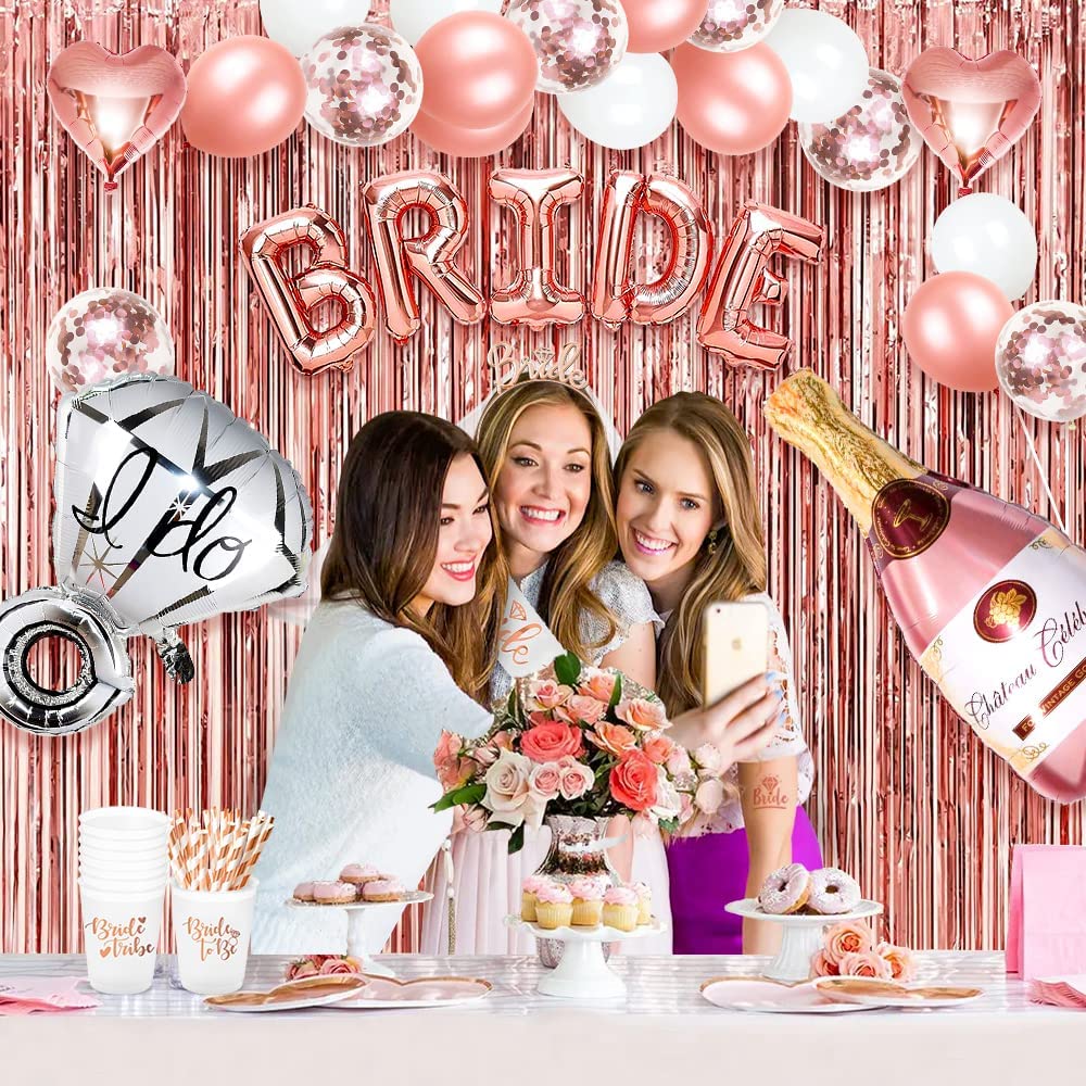 iZoeL Hen Party Accessories, Bride to Be Bride Cups straws, Sash, Veil, Tiara, Curtains, Champagne Ring, Cups, Straws, Tattoos, Tattoos Team Bride, Balloon Pump - Hen Do Decoration