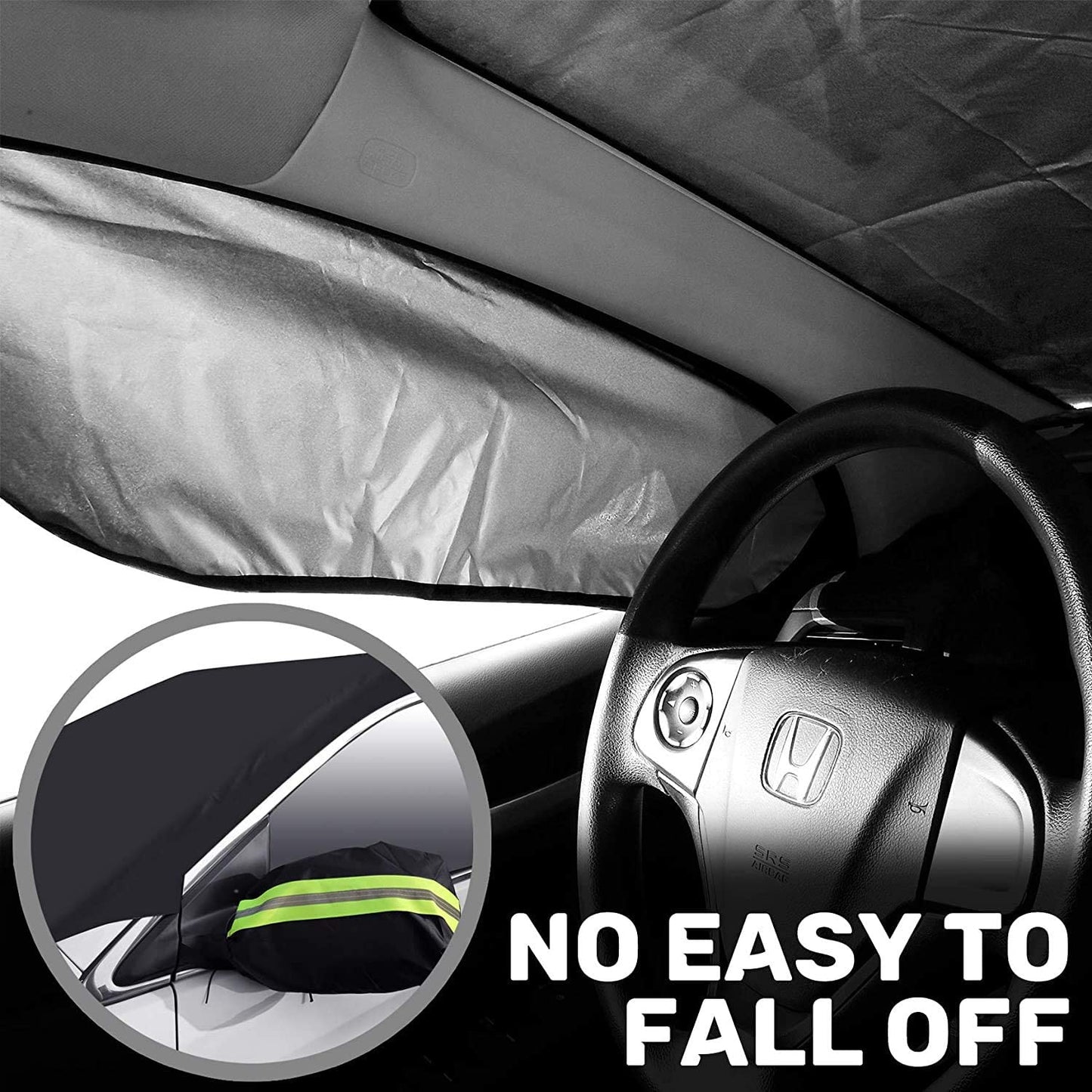 iZoeL Windshield Magnetic Snow Cover Winter Windscreen Protector, Frost Ice Guard Full Protection Car Cover, with 2 Hooks 7 Magnets Oversize Full Car Protector (Large 210cm*125cm)