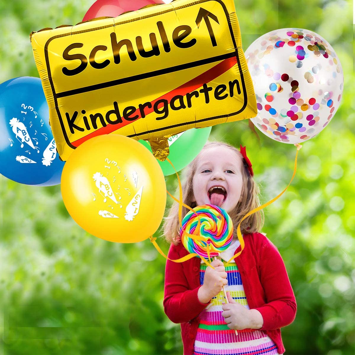 iZoeL Schulanfang Schuleinführung 20 ABC 123 Balloons Foil Balloon (blue)