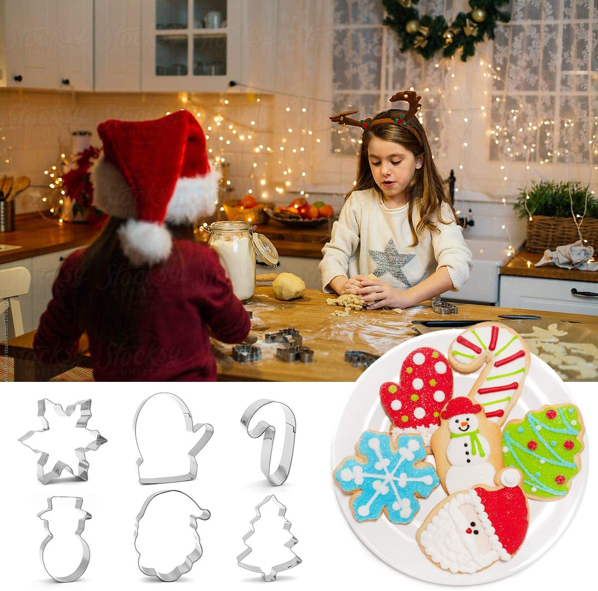 iZoeL 24 Shape of Christmas Cookie Cutters, Biscuits Pastry Cutter Mould Stainless Steel, for Fondant Cookie Brownies Pancake, Fruits,Jam Tarts DIY BakingTool