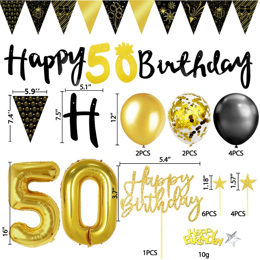 iZoeL 50th Black Gold Birthday Party Decorations - small