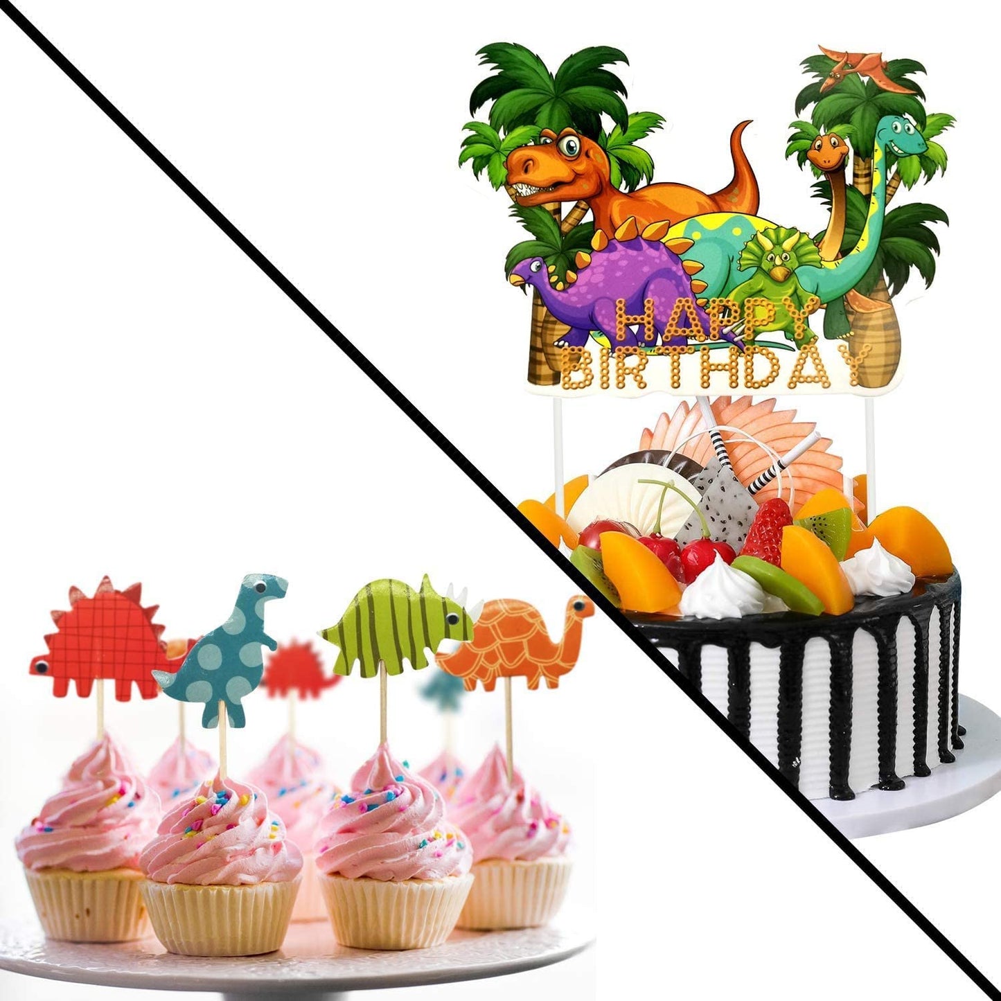 iZoeL 73pcs Dinosaur Cake Toppers for Boys, Dinosaur Cake Decorations Birthday, Happy Birthday Caker Topper - Girls Kids ungle Birthday Party Supplies Baby Shower - 1st 2nd 3rd 4th 5th 6th